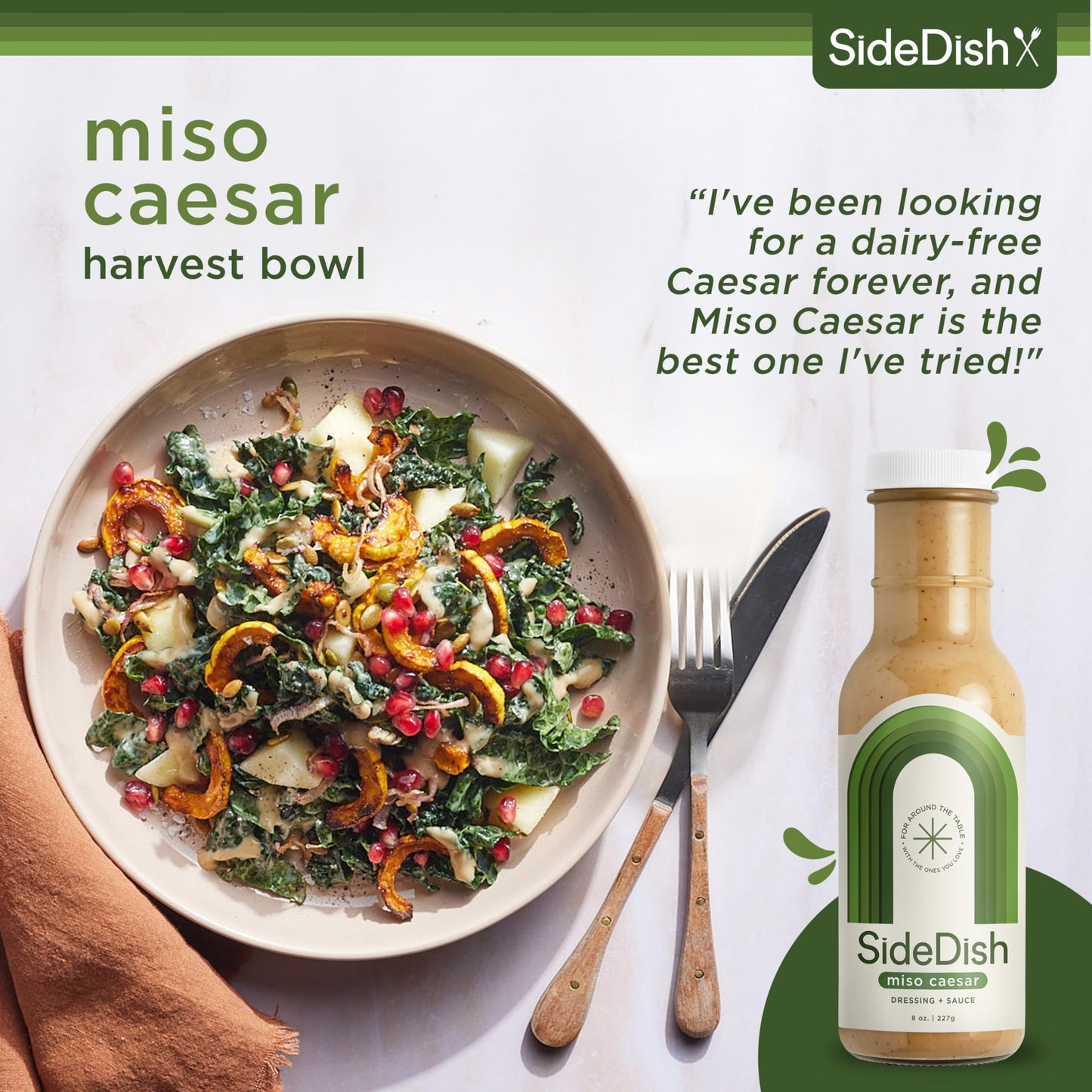 Miso Caesar Dressing (Pack Of 3) - Seed Oil Free Salad Dressing Made W/Avocado Oil - Refined Sugar Free, Dairy & Gluten Free Dip