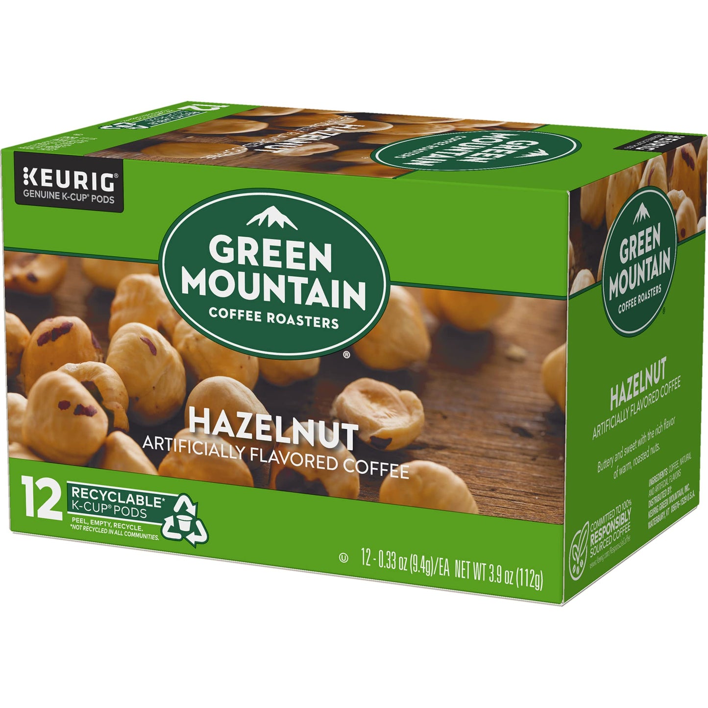 Green Mountain Coffee Roasters Hazelnut K-Cup Pods Light Roast Coffee 12 Count