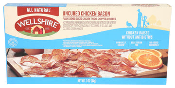 Wellshire Farms, Uncured Chicken Bacon, 3 oz