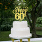 YCTHUNFISH 60th Birthday Cake Topper, Black Glitter Number 60, Bamboo Material, Gold Color, Party Supplies for Anniversary Celebrations