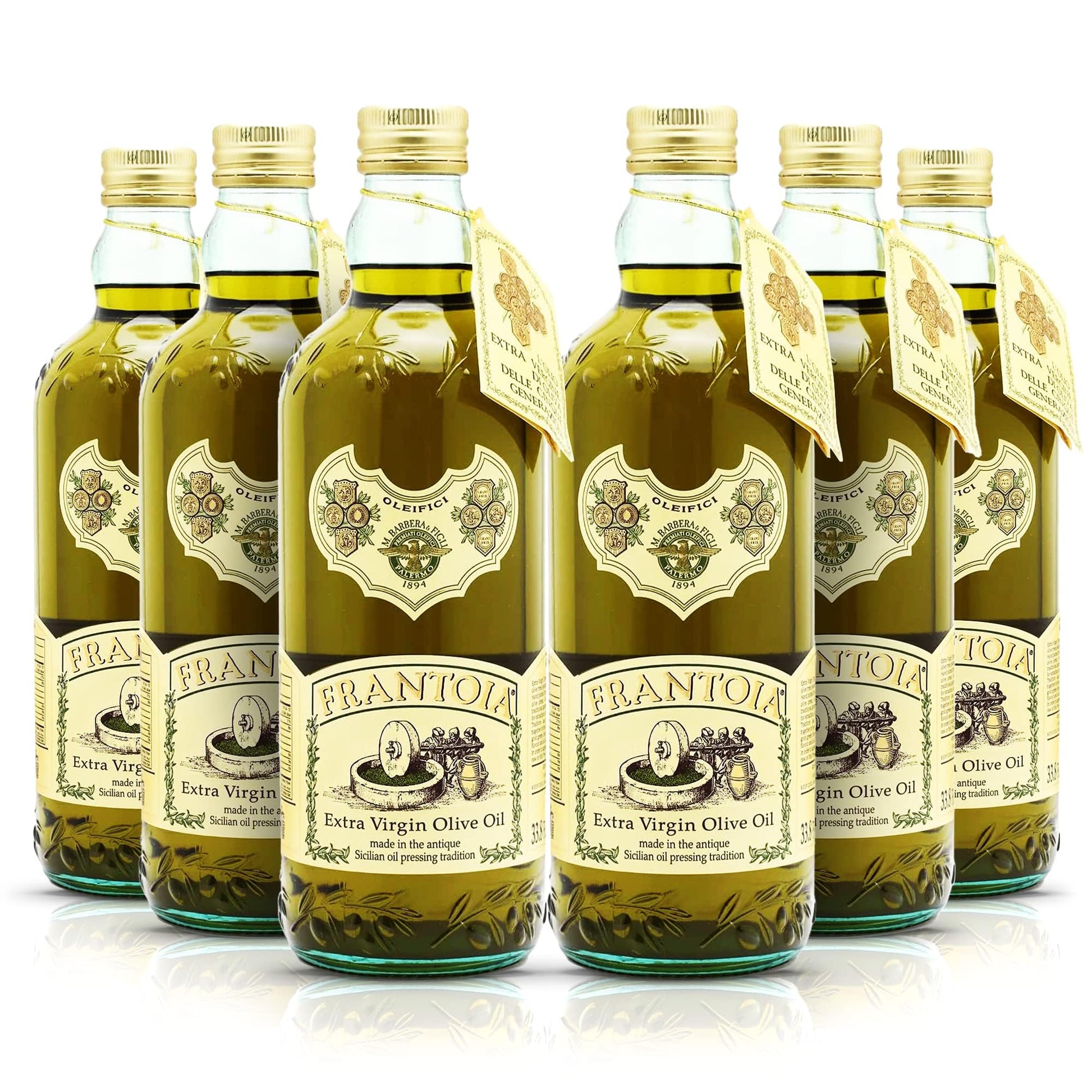 Frantoia Extra Virgin Olive Oil from Italy - Fruity, Unfiltered, Cold Extracted Authentic Sicilian Olive Oil - Fresh Harvest, Imported From Italy - 33.8 fl oz - Pack of 6