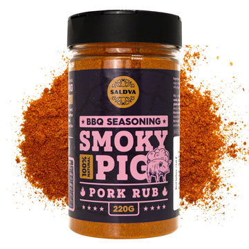 SALDVA Smoky Pig BBQ Pork Rub - 100% Natural Seasoning - 220g (7.76 oz) Large Jar