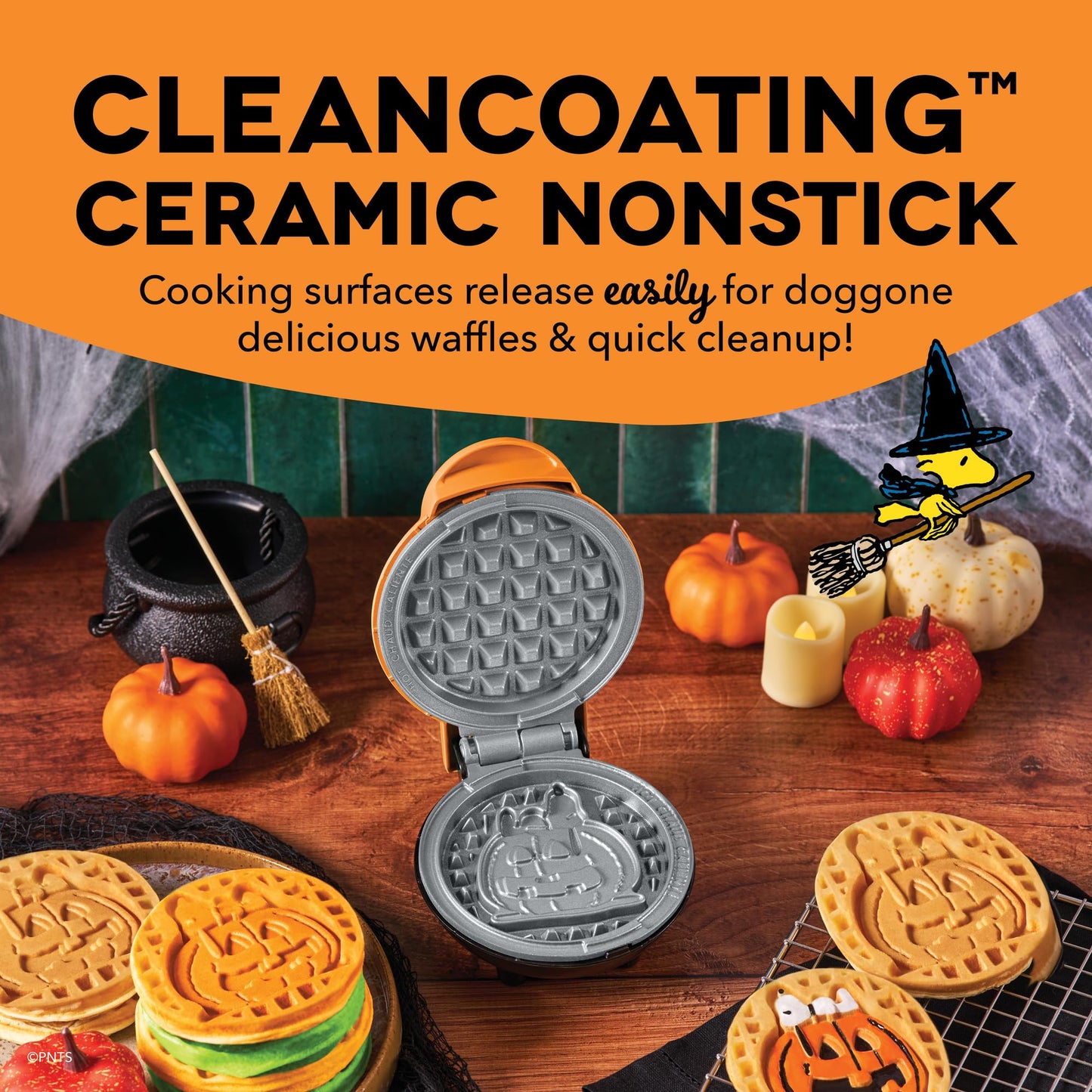 Peanuts x Dash Snoopy Jack-o-Lantern Mini Waffle Maker