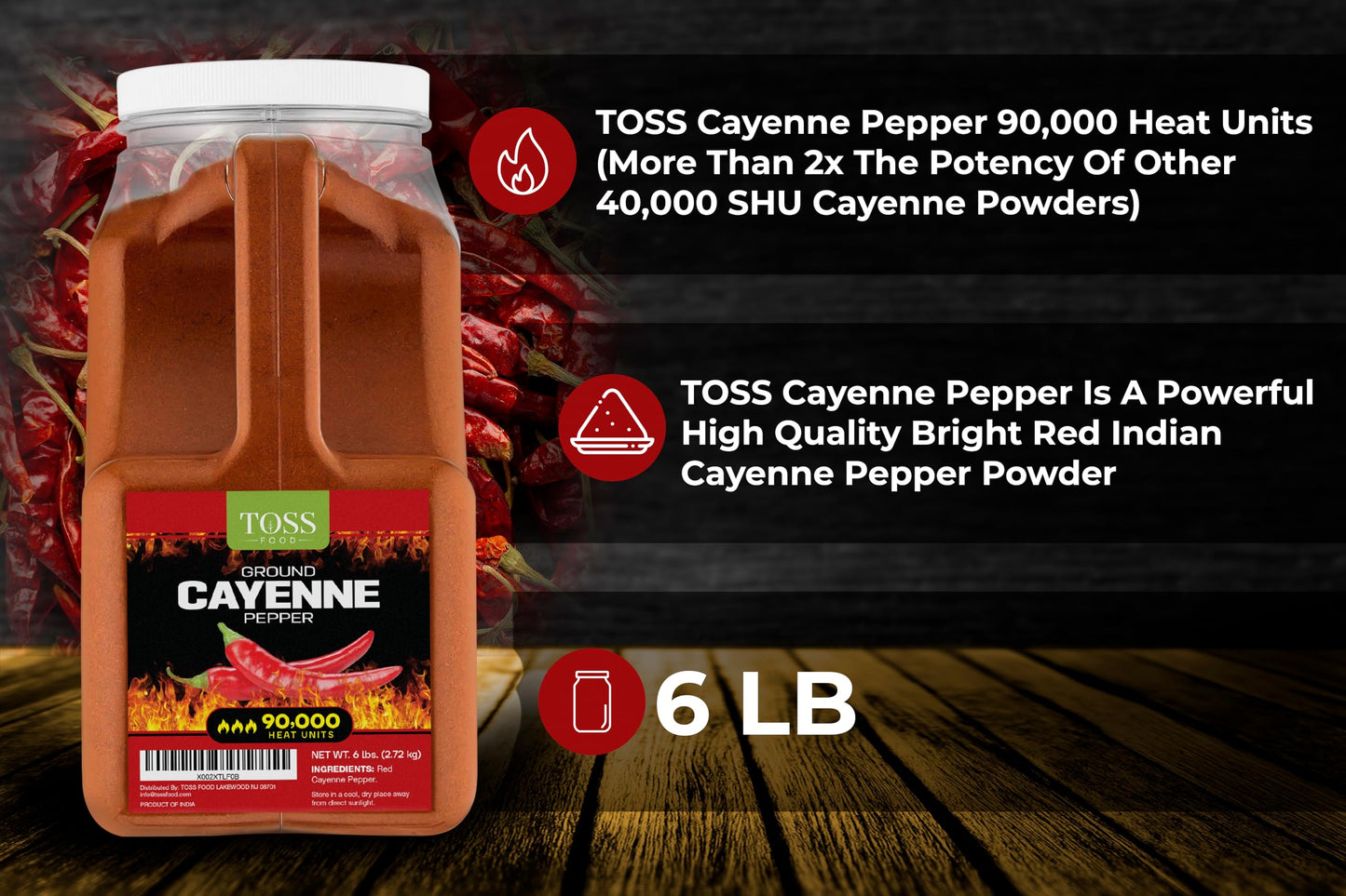 Extreme Hot Cayenne Pepper Powder Bulk 90,000 Heat Units 6 LB, Ground Cayenne Powder Hot Pepper Powder - Red Pepper Powder Spice
