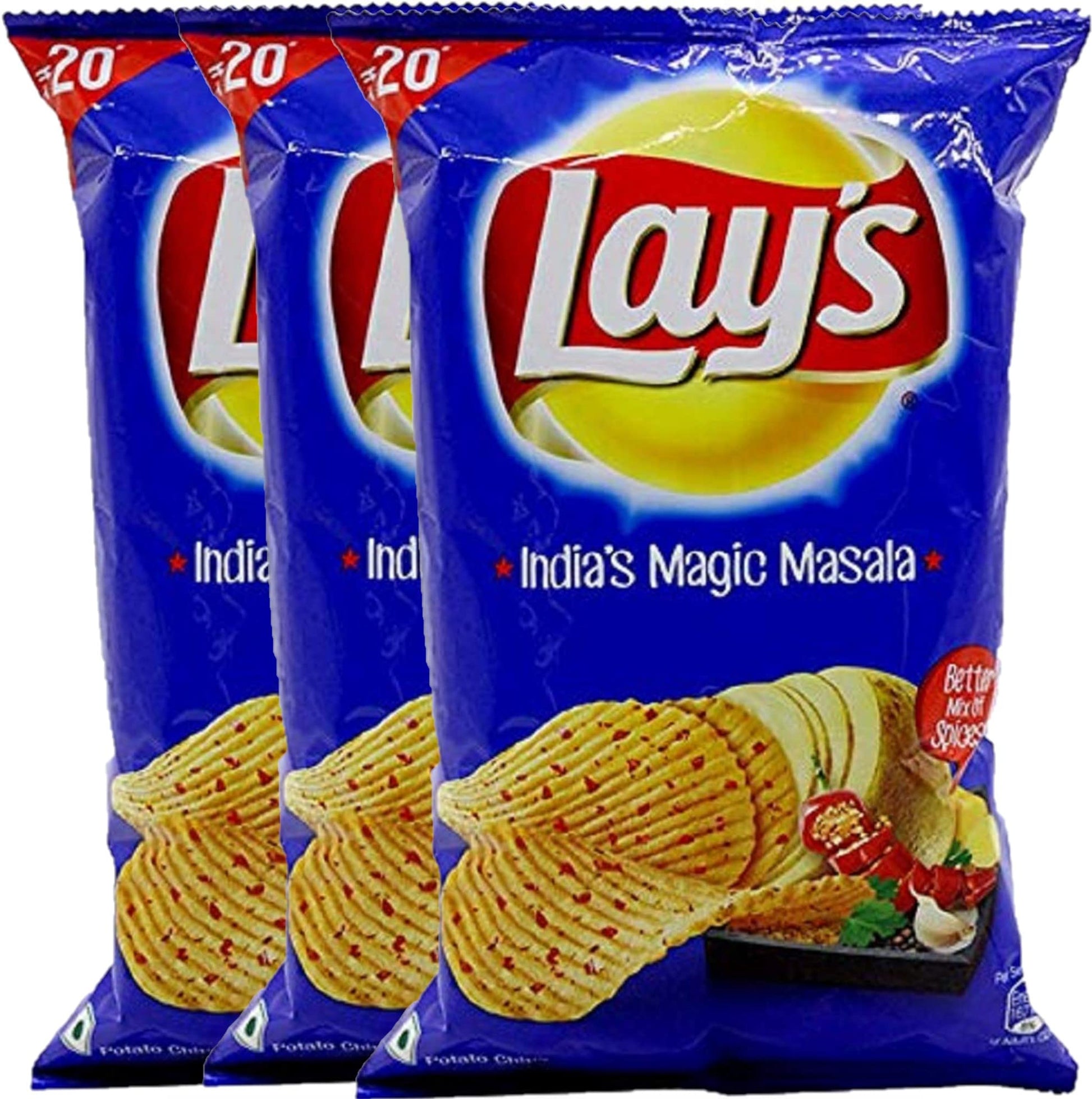 Lay'S Potato Chips, India'S Magic Masala Flavour, Crunchy Chips & Snacks 3 Pack