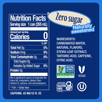 Zevia Zero Sugar, Vanilla Cola Soda, 12 Fl Oz Cans (Pack of 8)