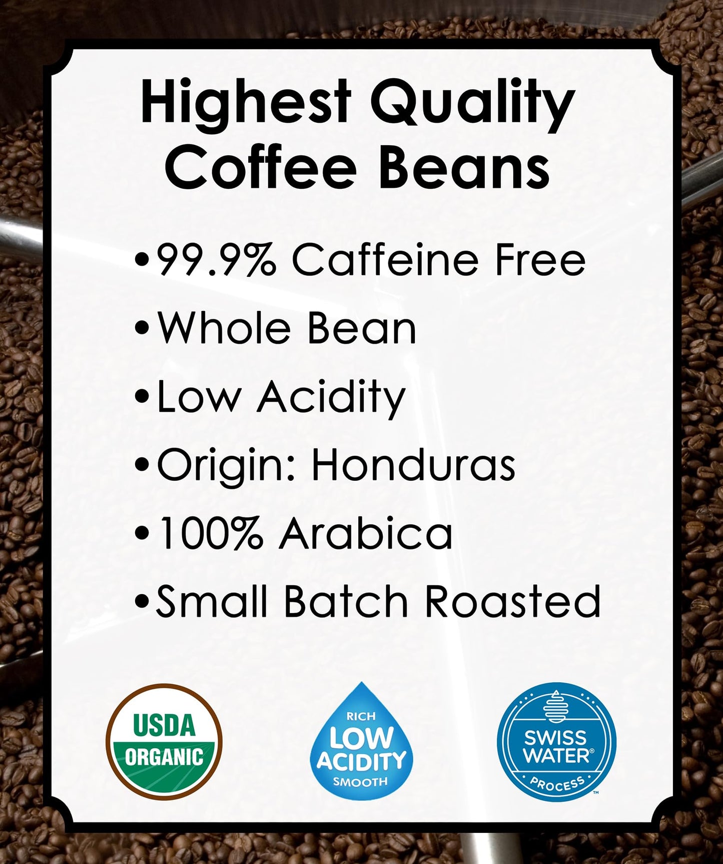 Cafe Don Pablo Organic Decaf Coffee - Medium Dark Roast - Whole Bean - 2LB - Low Acidity - Swiss Water Process