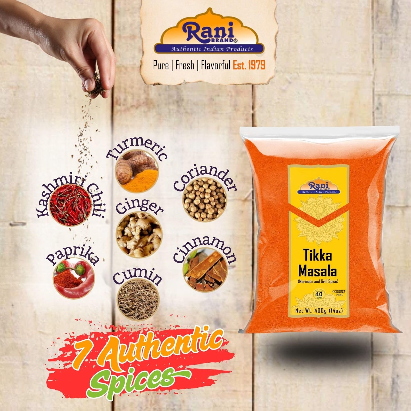 Rani Tikka Masala Indian Spice Blend, All Natural, Vegan, Salt-Free, 14oz (400g)