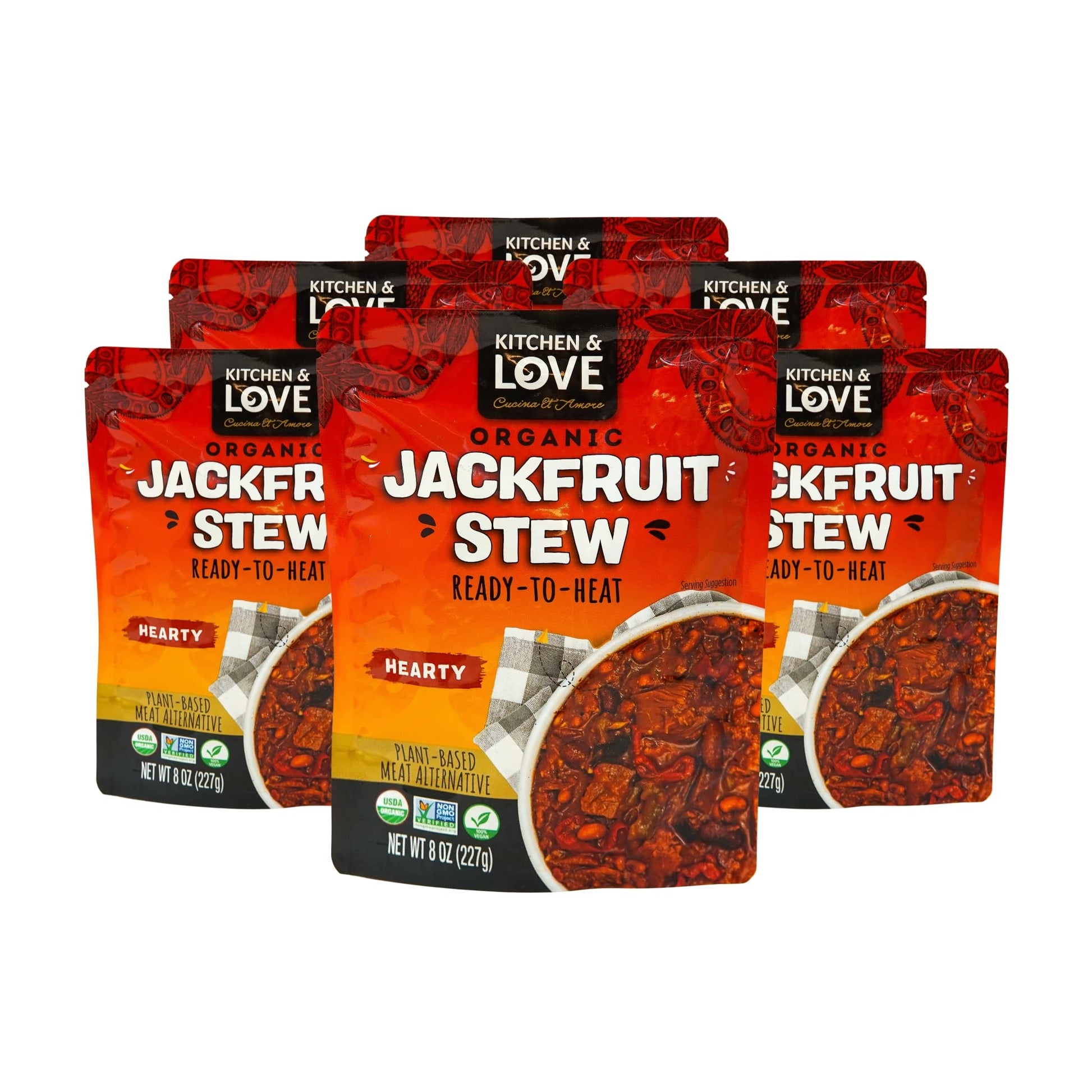Kitchen & Love Jackfruit Hearty Stew, Organic, Fully Cooked, Plant Based Meat Alternative, Gluten Free, Ready in 90 seconds, Hig