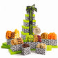 Nut Cravings Gourmet Collection - Rosh Hashana & Shana Tova Dried Fruit & Mixed Nuts Gift Basket Leaf Tower + Ribbon (12 Assortm