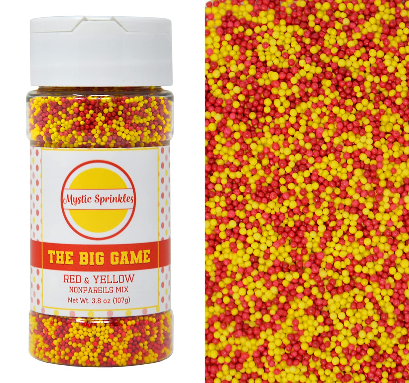 Mystic Sprinkles The Big Game Nonpareil Mix 3.8Oz Bottles (Red & Yellow)