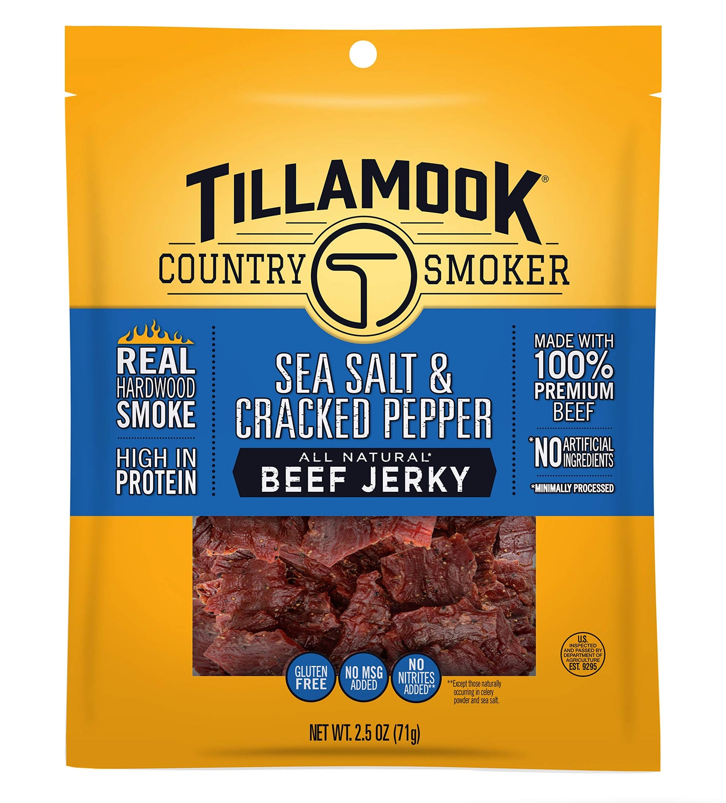 TILLAMOOK COUNTRY SMOKER Beef Jerky, Sea Salt & Cracked Pepper, 2.5 Ounce