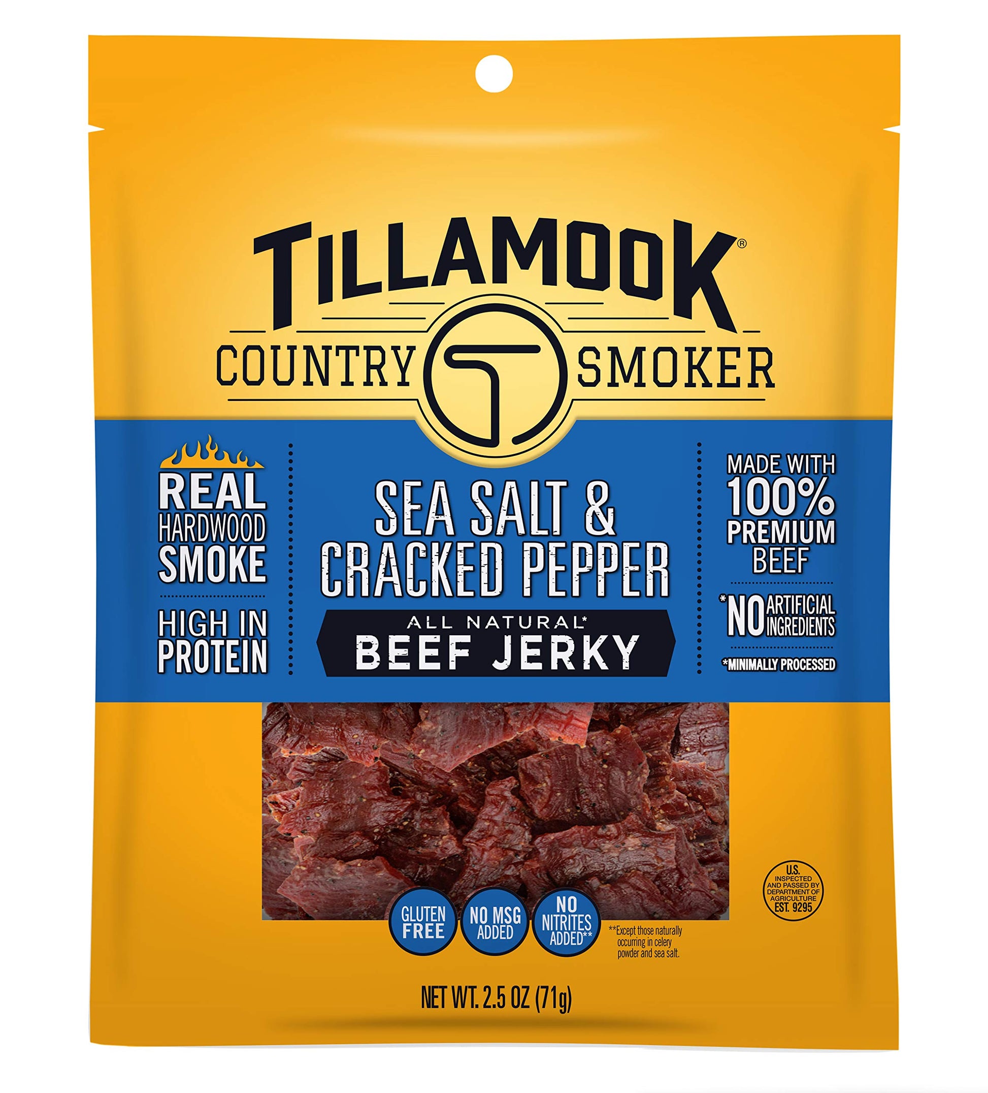 TILLAMOOK COUNTRY SMOKER Beef Jerky, Sea Salt & Cracked Pepper, 2.5 Ounce