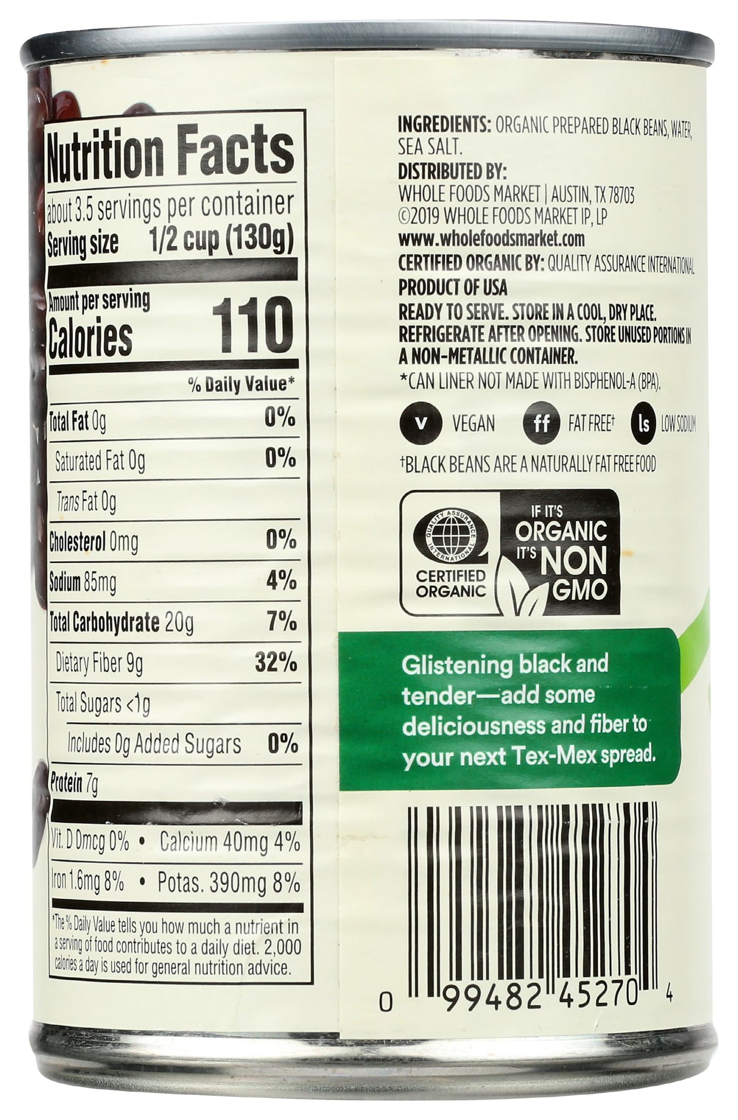 365 by Whole Foods Market, Organic Black Beans, 15 Ounce