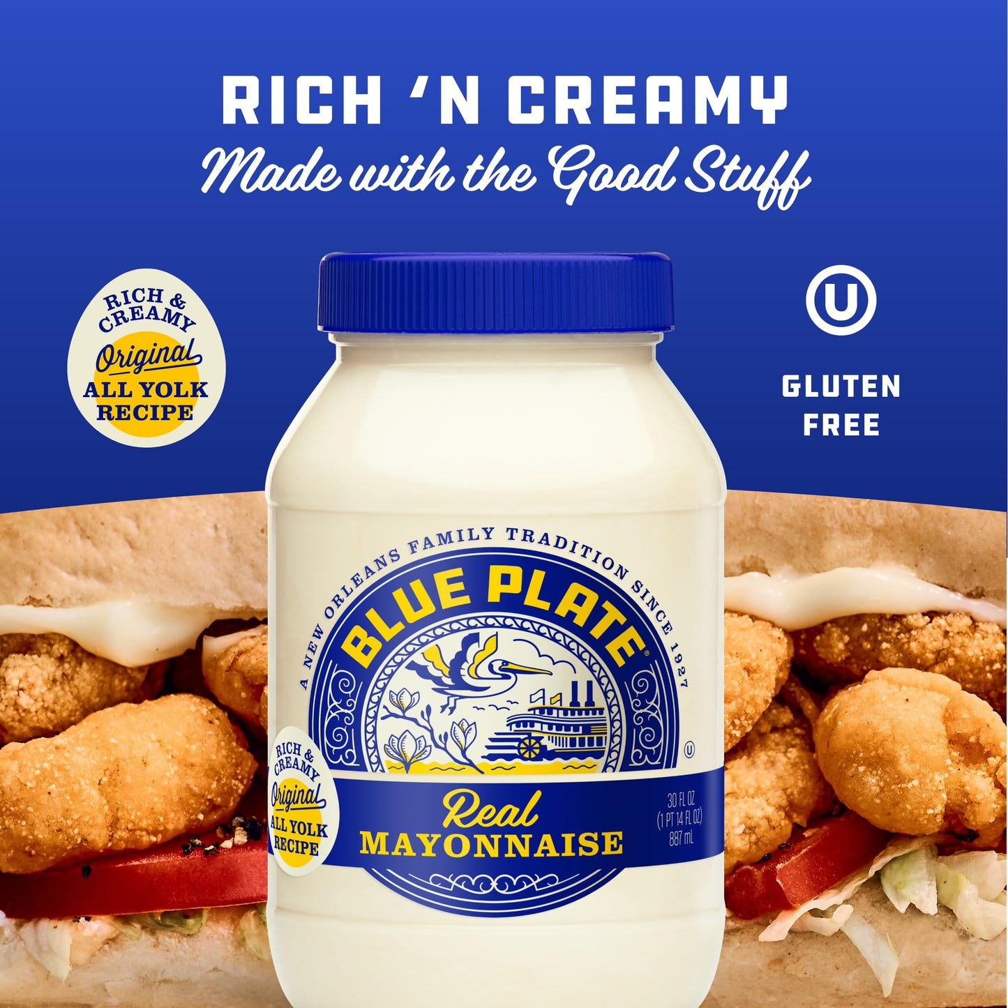 Blue Plate Real Mayonnaise, 30 Fl Oz Jar (Pack of 12)