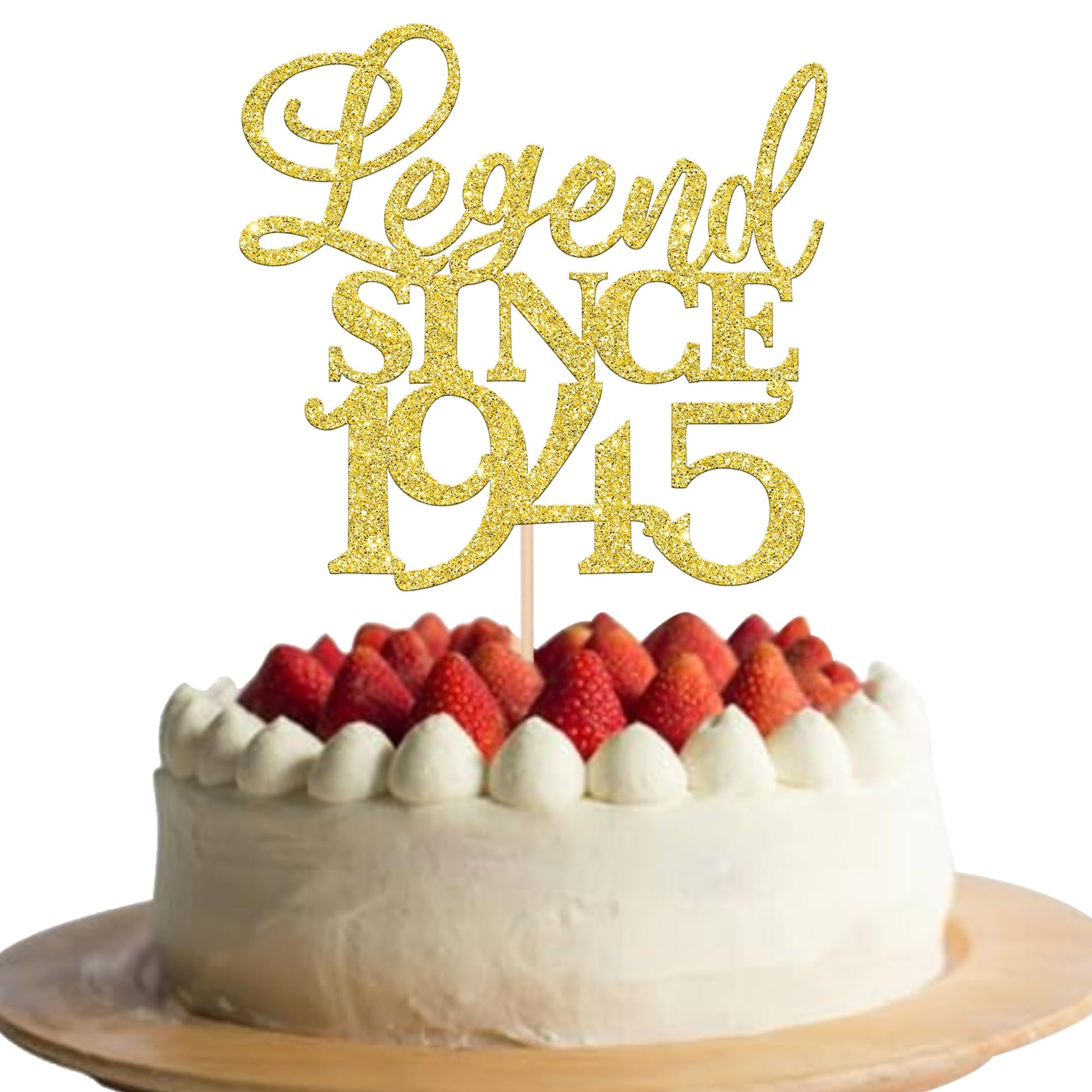 Rsstarxi Cake Topper - Legend Since 1943, Gold Glitter, Paper Decoration for 80th Birthday and Wedding Anniversary, Model XM310-gold 1943