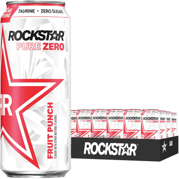 Rockstar Pure Zero Energy Drink, Caffeine & Taurine, 16 Fl Oz, Pack of 24, 0 Sugar, 0 Calories