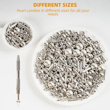 Kasvan Silver Mix Sugar Sprinkles - Edible Candy Pearls With 4-Claw Sprinkle Pen,118G/4.16 Oz, Gift Box Pack, Baking Cake Decora
