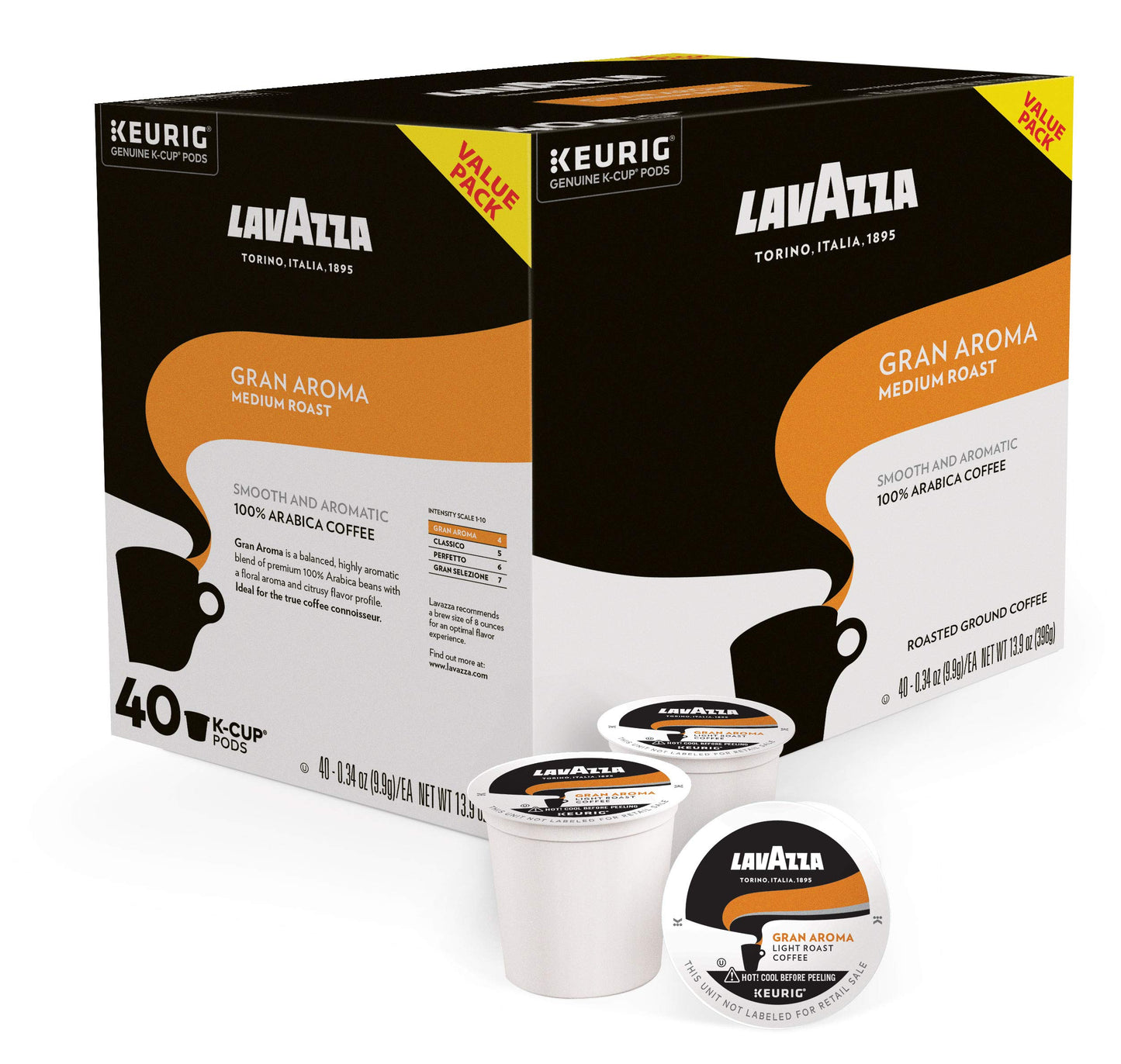 Lavazza Gran Aroma Single-Serve Coffee K-Cups For Keurig Brewer (Pack Of 40)