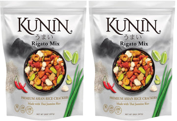 (Pack of 2) KUNIN Rigato mix, Premium Asian Cracker Made With Thai Jasmine Rice, 20 oz - Low Sugar, Low Fat, No Cholesterol