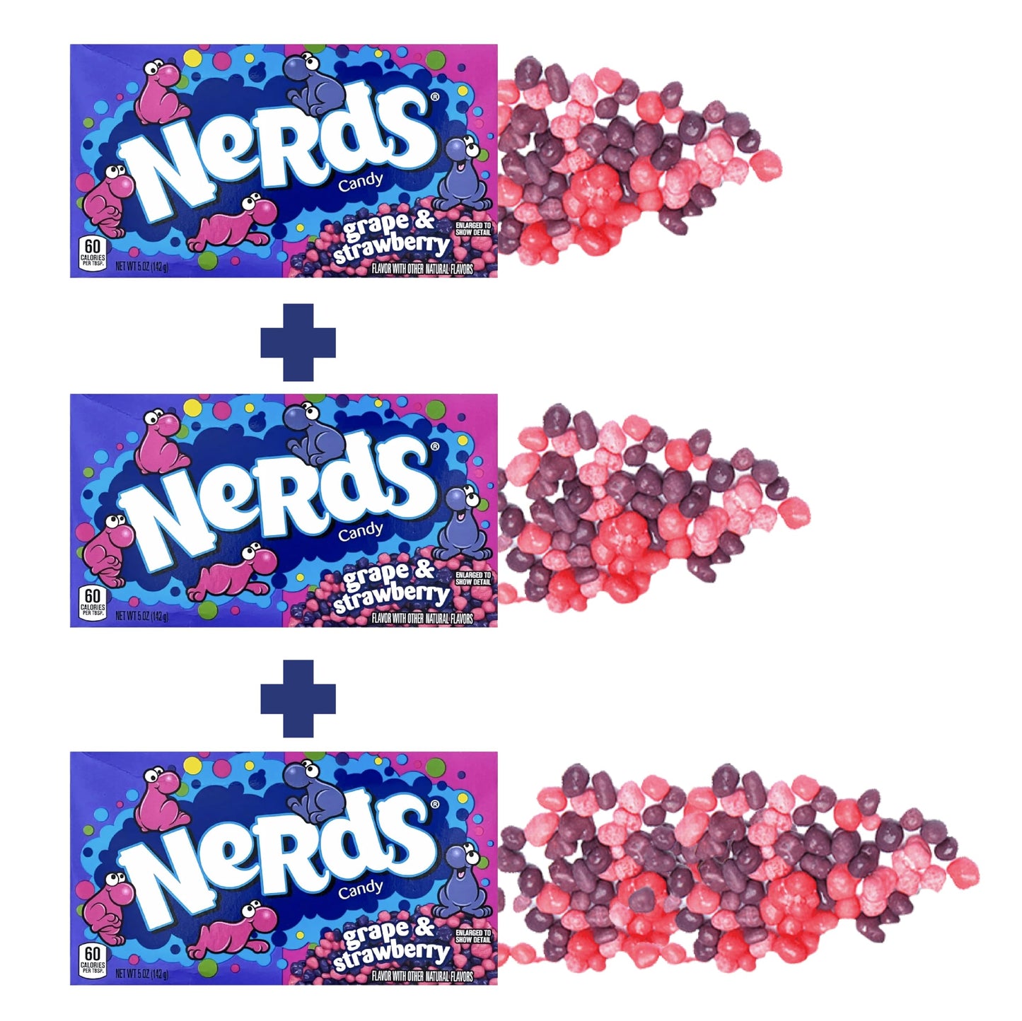 Grape & Strawberry 5 Oz 3 Pack Theater Box - Tangy & Tasty Candy With Two Classic Flavors - Seriously Strawberry & Gotta-Have Gr