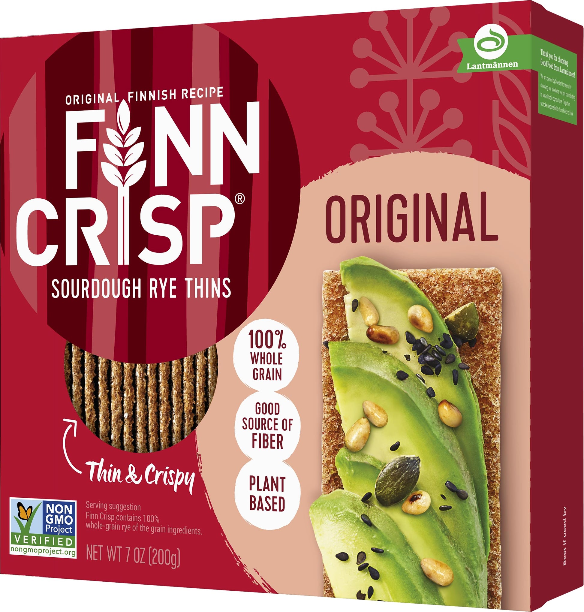 Finn Crisp Original Rye Crispbread - Thin, Crispy Flatbread Crackers - 7.05 oz Box