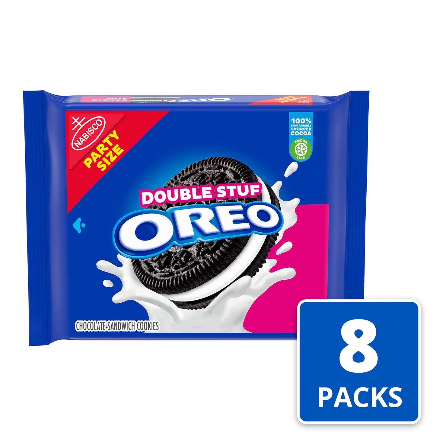 Oreo Double Stuf Chocolate Sandwich Cookies, Party Size, 8 - 26.7 Oz Packs