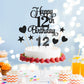 Lecferrarc 12th Birthday Cake Decorations Set, Glitter Happy 12th Birthday Toppers, Black, Paper, Includes Numeral Candles