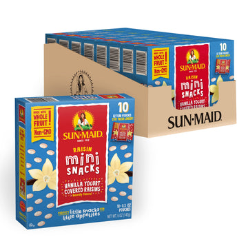 Sun-Maid Vanilla Yogurt Coated Raisins - (80 Pack) 0.5 Oz Mini Snack-Size Box - Yogurt Covered Dried Fruit Snack For Lunches And