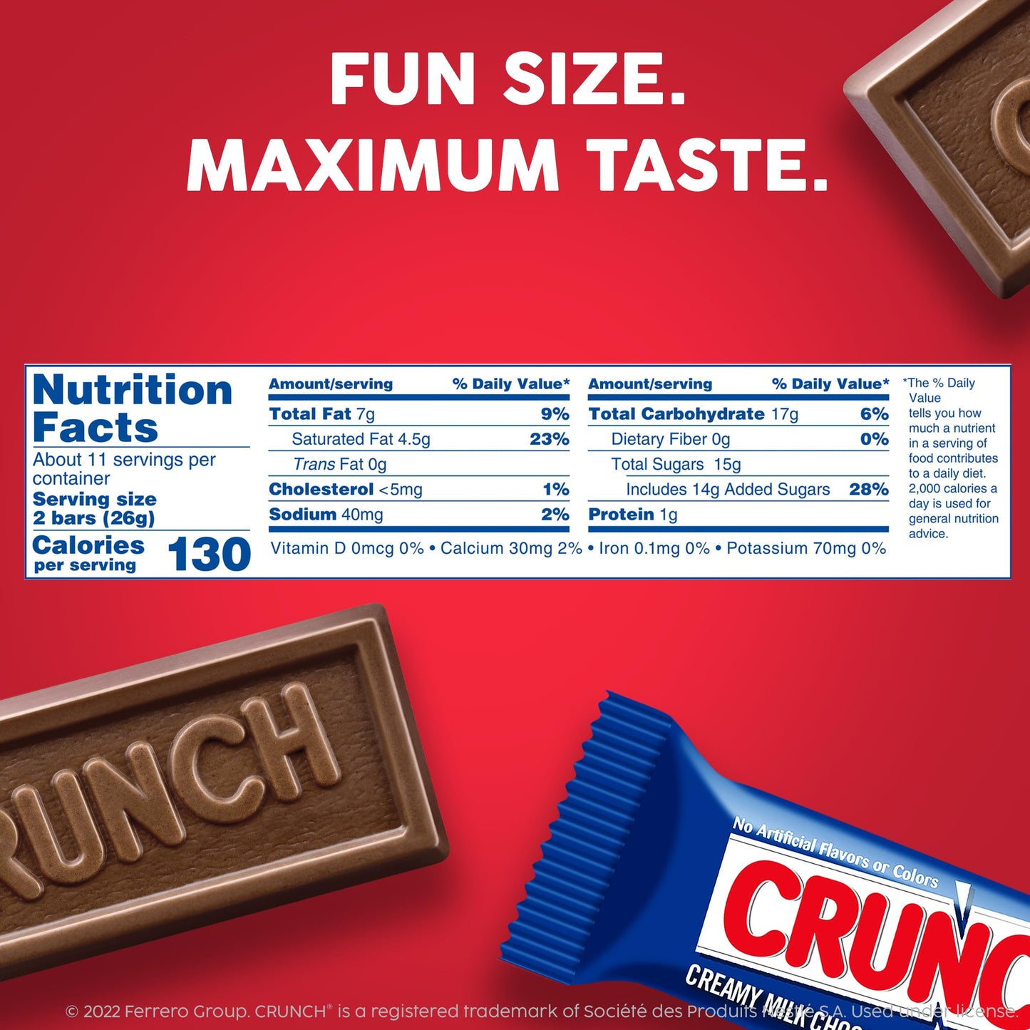 CRUNCH Milk Chocolate and Crisped Rice  Fun Size Candy Bars  12 Bags  10 oz Each Bag