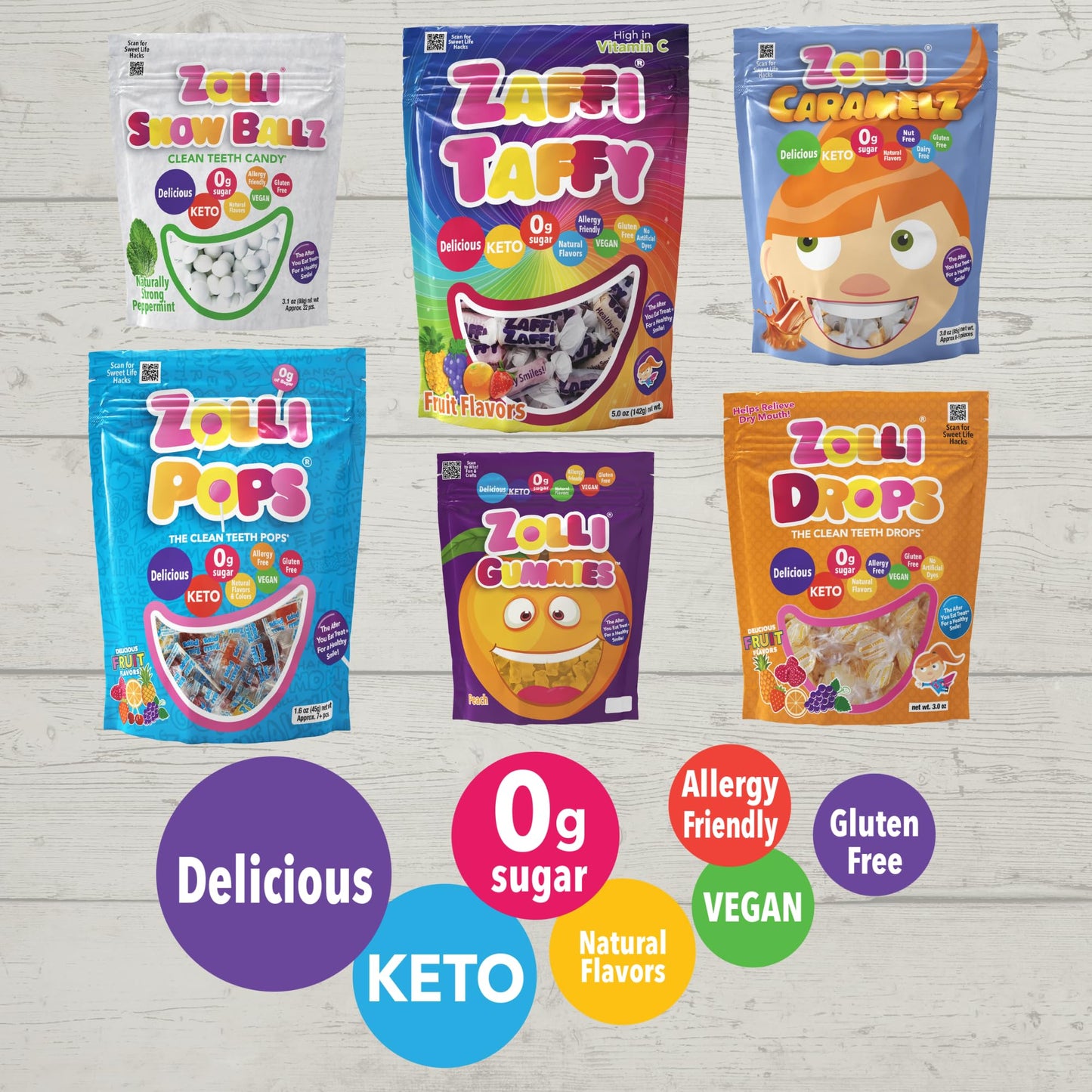 Zollipops Original Assorted Fruit Flavors - 8-Pack, 1.6oz Bags - Healthy & Delicious Treats for All Ages - Natural Ingredients,
