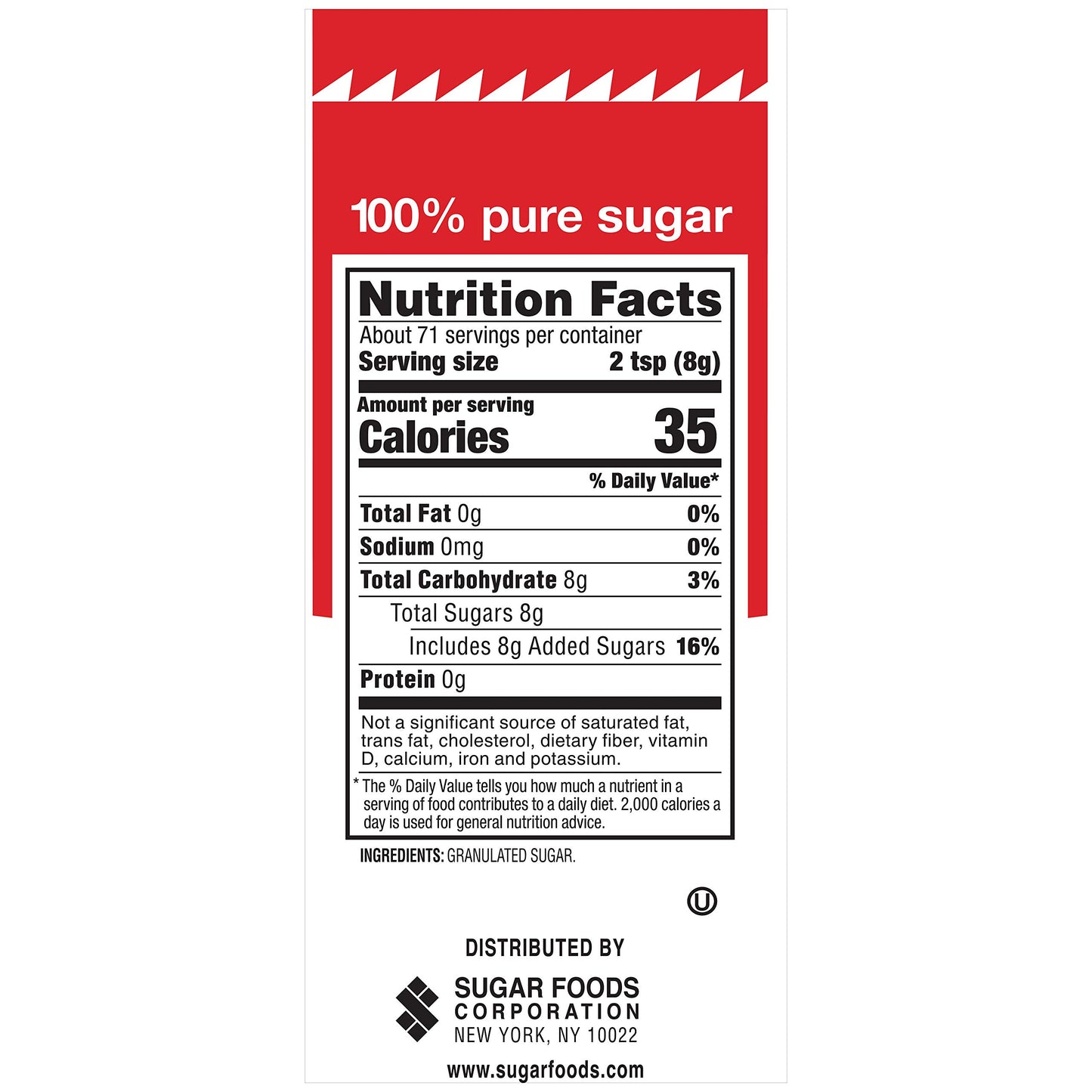 N Joy Sugar Canister | 20 Ounce, Pack of 6 | 100% Pure Granulated Sugar| Easy Pour Lid, Bulk Size