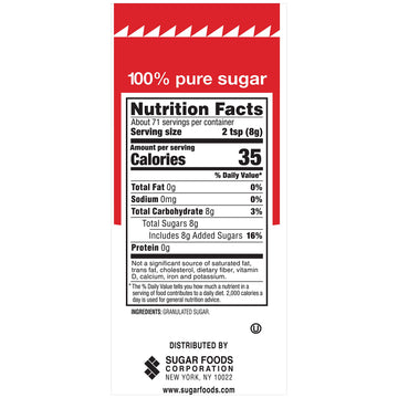 N Joy Sugar Canister | 20 Ounce, Pack of 6 | 100% Pure Granulated Sugar| Easy Pour Lid, Bulk Size