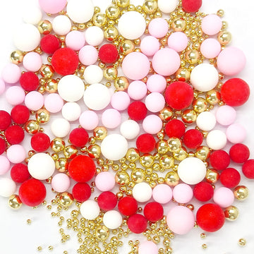Edible Red Pink White And Gold Pearl Sprinkles 142G/ 5.01Oz Mixed Color Size Pearl Sprinkles For Cake Decorating Candy Baking De