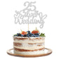 Gyufise 1Pcs 25Th Wedding Anniversary Cake Toppers Silver Glitter 25Th Wedding Anniversary Heart Cake Decoration For Celebration
