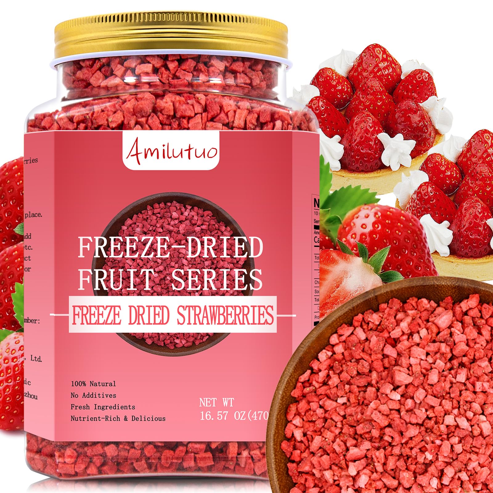 Freeze Dried Strawberries Pieces  16.57Oz/470G Freeze Dried Fruit  Frozen Strawberries  Dehydrated Strawberries  Freeze Dried Snacks For Yogurt  Smoothies  Milkshakes  Mixed Flavors  Cakes  Cookies  Bread