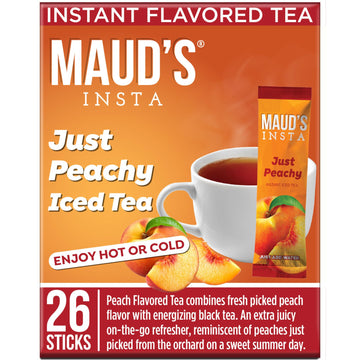 Maud's Just Peachy Instant Tea, 26 ct, Peach Flavored Packets for Hot or Iced Tea - Just Add Water