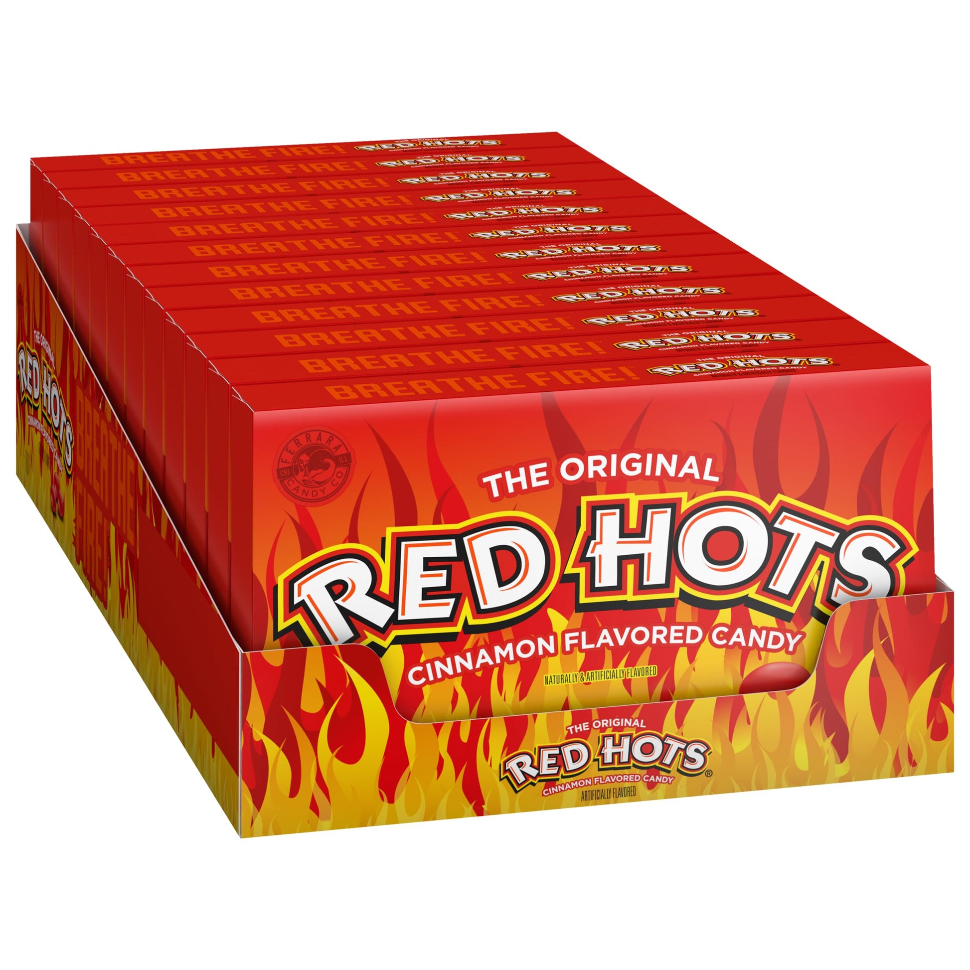 Wonka Red Hots, Cinnamon Flavored Hard Candy, 5.5 Ounce Theater Candy Boxes (Pack Of 12)