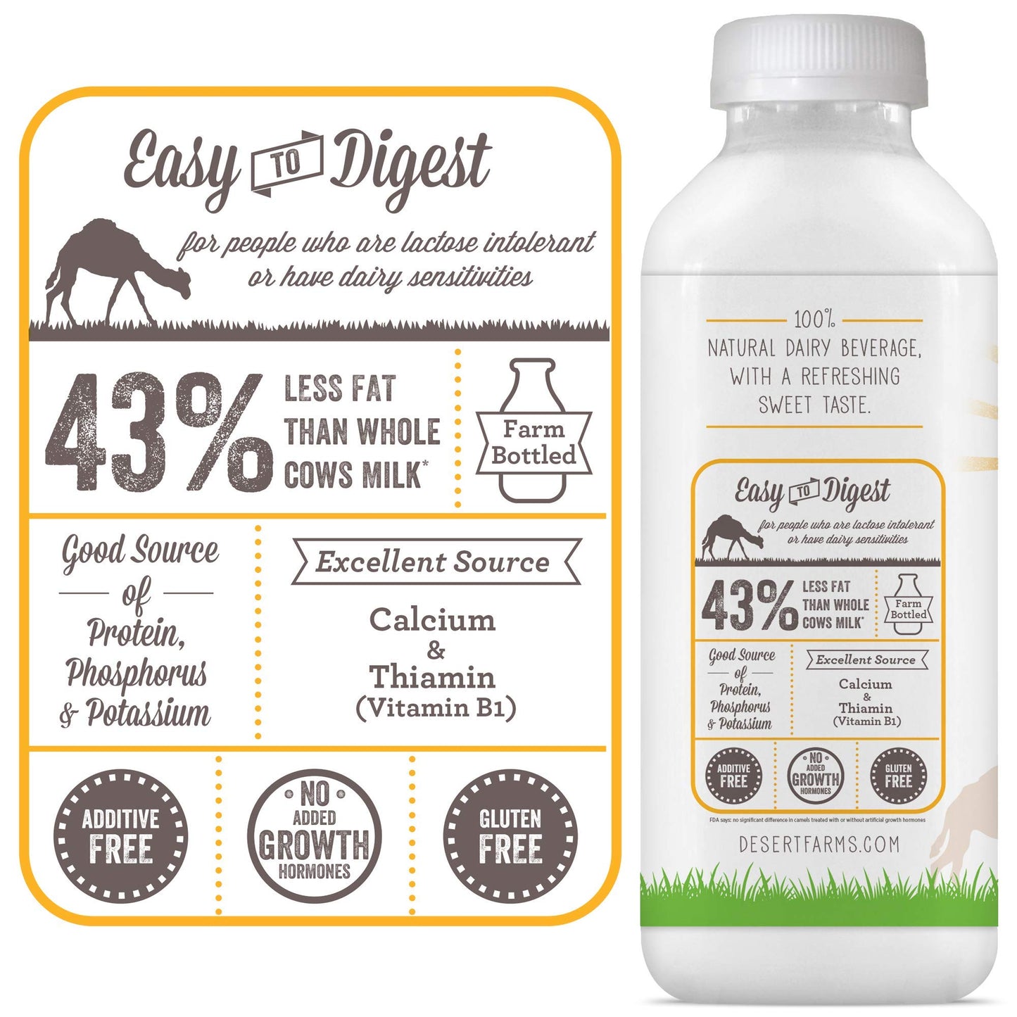 Desert Farms Organic Fresh Frozen Camel Milk - 16 Fl Oz (Pack of 6) - Allergen Free, Pure & Natural Grade A