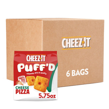 Cheez-It Puff'D Cheesy Baked Snacks, Puffed Snack Crackers, Lunch Snacks, Cheese Pizza (6 Bags)
