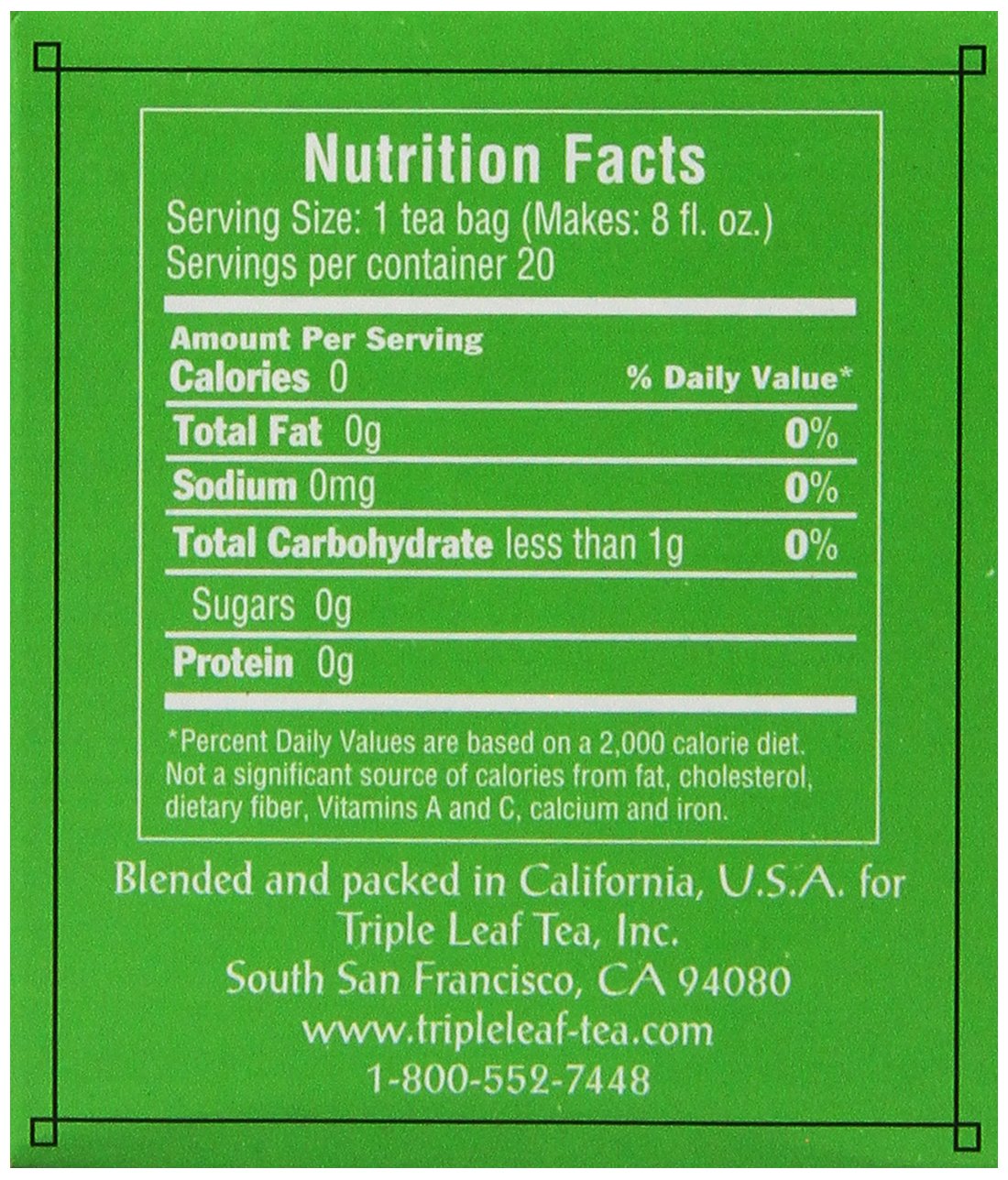Triple Leaf Tea Decaf Green Tea - 20 Tea Bags, Pack of 6