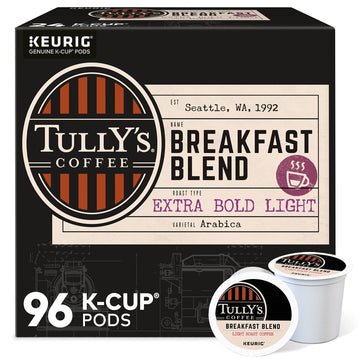 Tully'S Coffee Breakfast Blend Keurig Single-Serve K-Cup Pods, Light Roast Coffee, 96 Count (4 Packs Of 24)