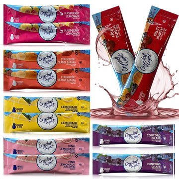 Crystal Light Pitcher Packets Drink Powder - 12 (2-quart) Sugar Free Drink Mix Variety Pack Includes Lemonade, Fruit Punch, Grap
