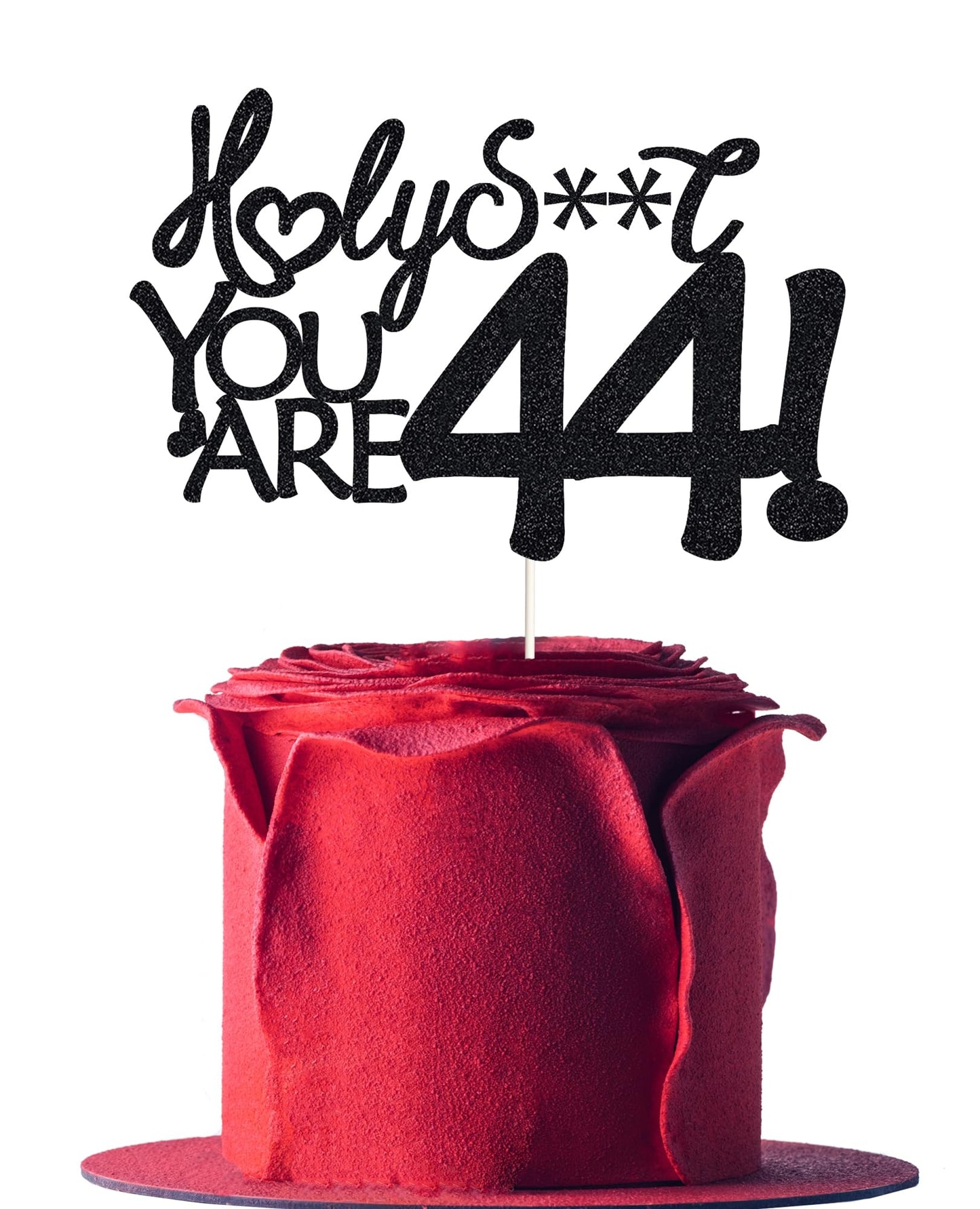 Happy 44th Birthday Cake Topper 44 Birthday Cake Toppers-Black Glitter, Funny 44th Cake Topper for Men,44 Cake Topper For Women,