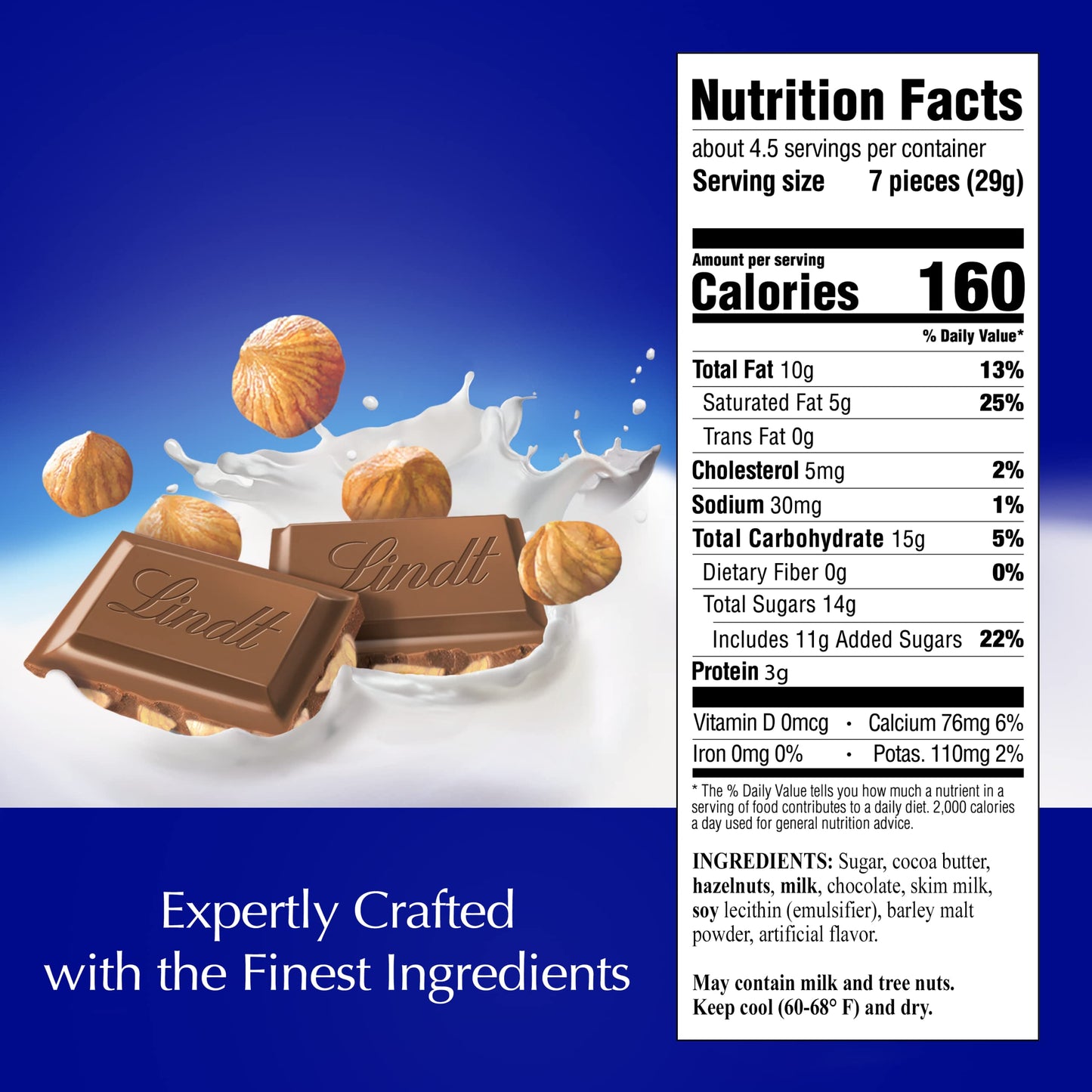 Lindt Classic Recipe Hazelnut Milk Chocolate Bar, Milk Chocolate Candy, 4.4 Oz. (12 Pack)