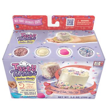 Goliath Tasty Tinies Bake Shop Strawberry Cake Mix Kit with Unicorn Tracks Sprinkles & Vanilla Frosting Mix | Bake & Decorate 2 