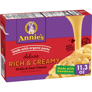 Annie'S Homegrownfour Cheese Shells Deluxe Rich & Creamy Macaroni & Cheese With Organic Pasta, Kids Mac & Cheese Dinner, 11.3 Oz (Pack Of 12)