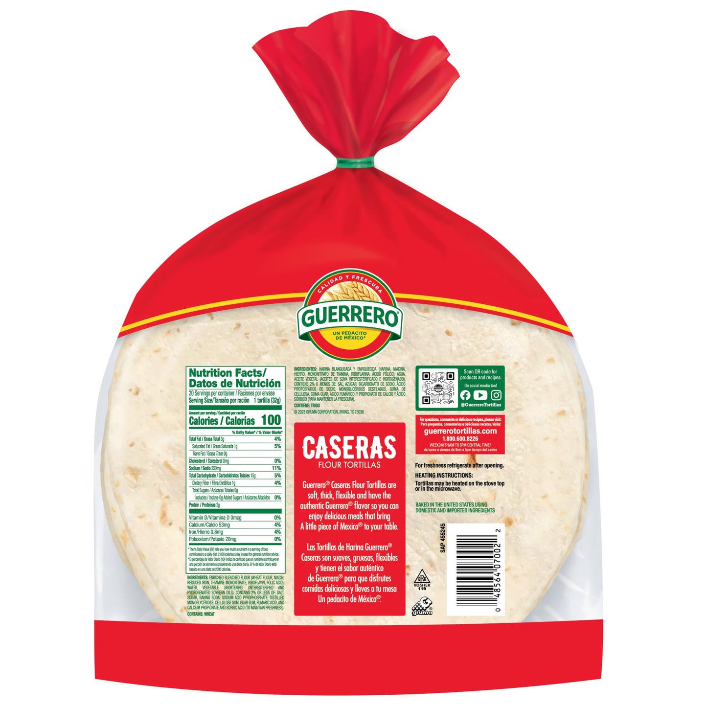 Guerrero Caseras Fajita Flour Tortillas, Trans Fat Free, Authentic, Small Size, 20 Count