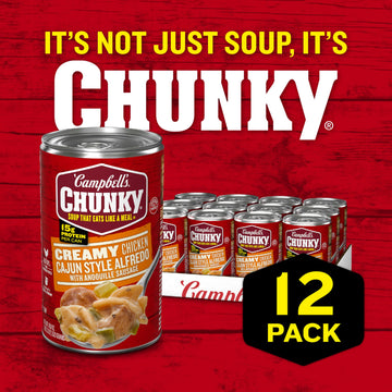 Campbell'S Chunky Creamy Chicken Cajun Style Alfredo With Andouille Sausage Soup, 18.8 Oz Can (12 Pack)