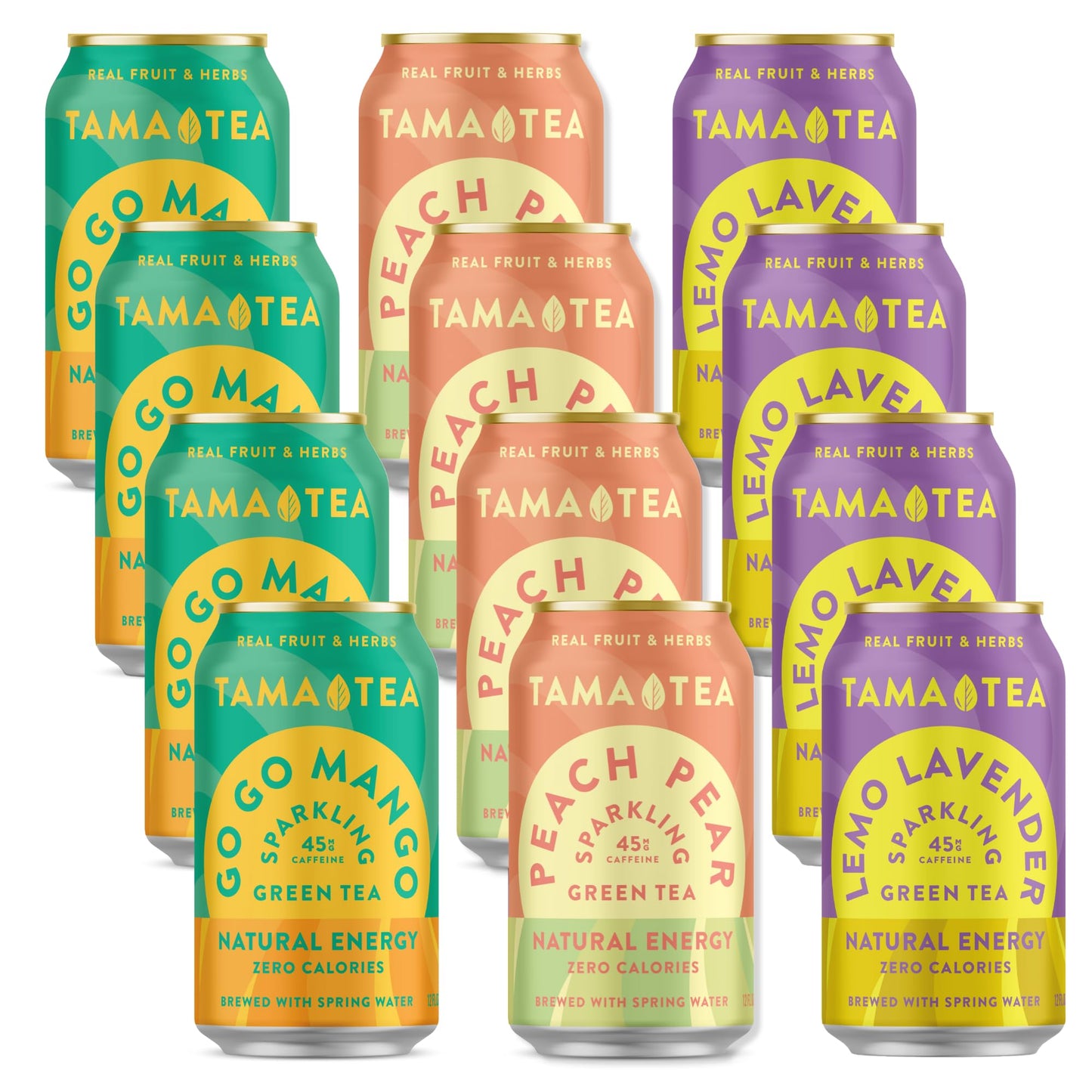 Tama Tea Sugar-Free Sparkling Green Tea Variety Pack, Organic, 12 Fl Oz (Pack of 12)